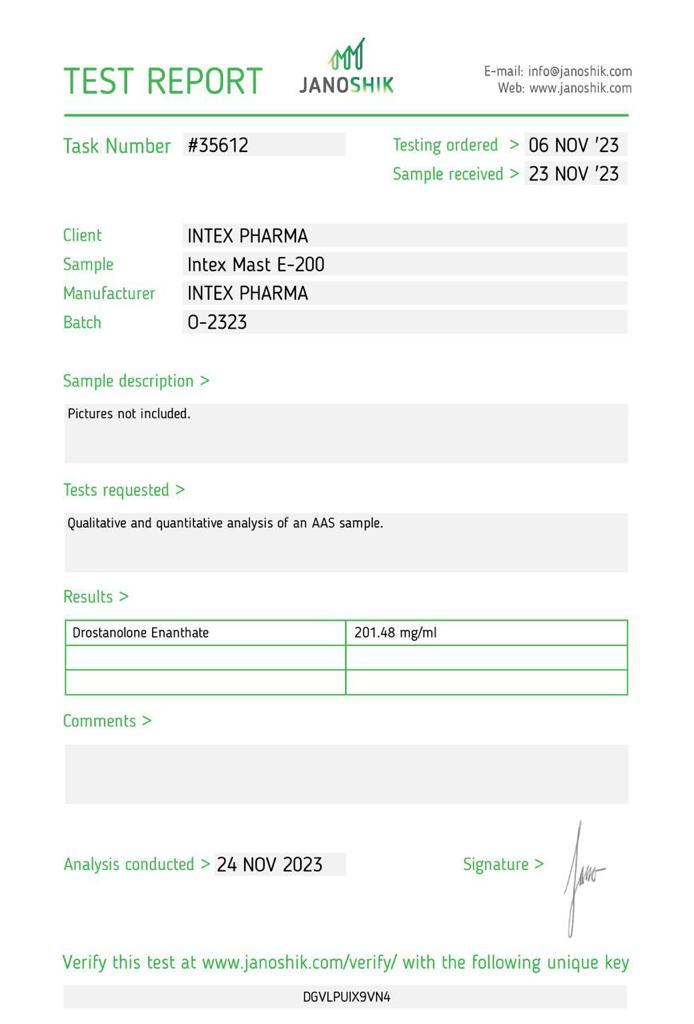Intex Pharma Mast E-200 (Drostanolone Enanthate)